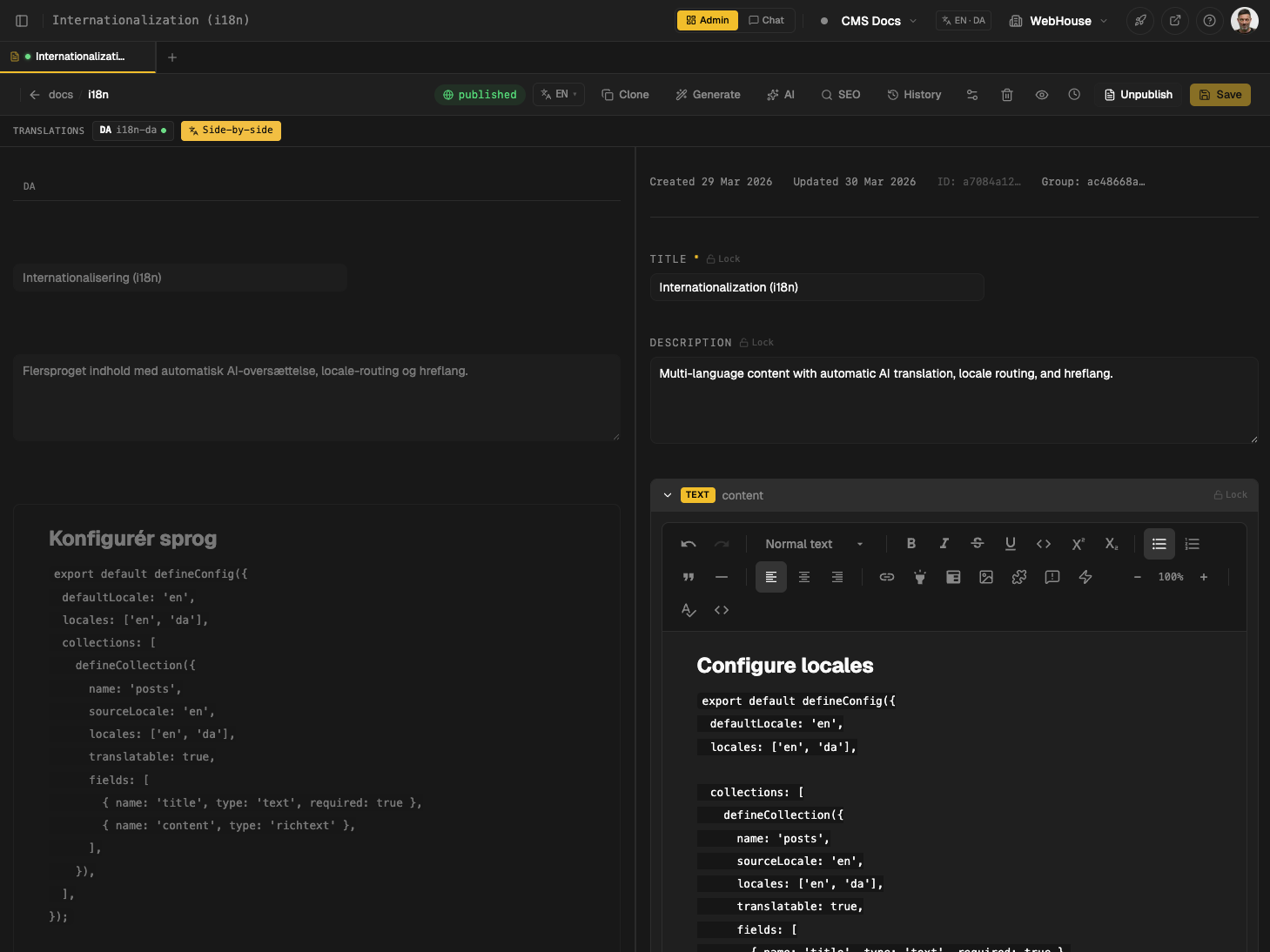 Side-by-side translation editing
